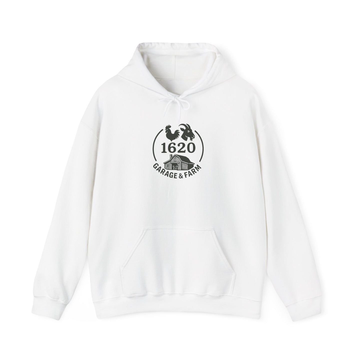 1620 Garage & Farm Hoodie — Vintage Farm Emblem Pullover