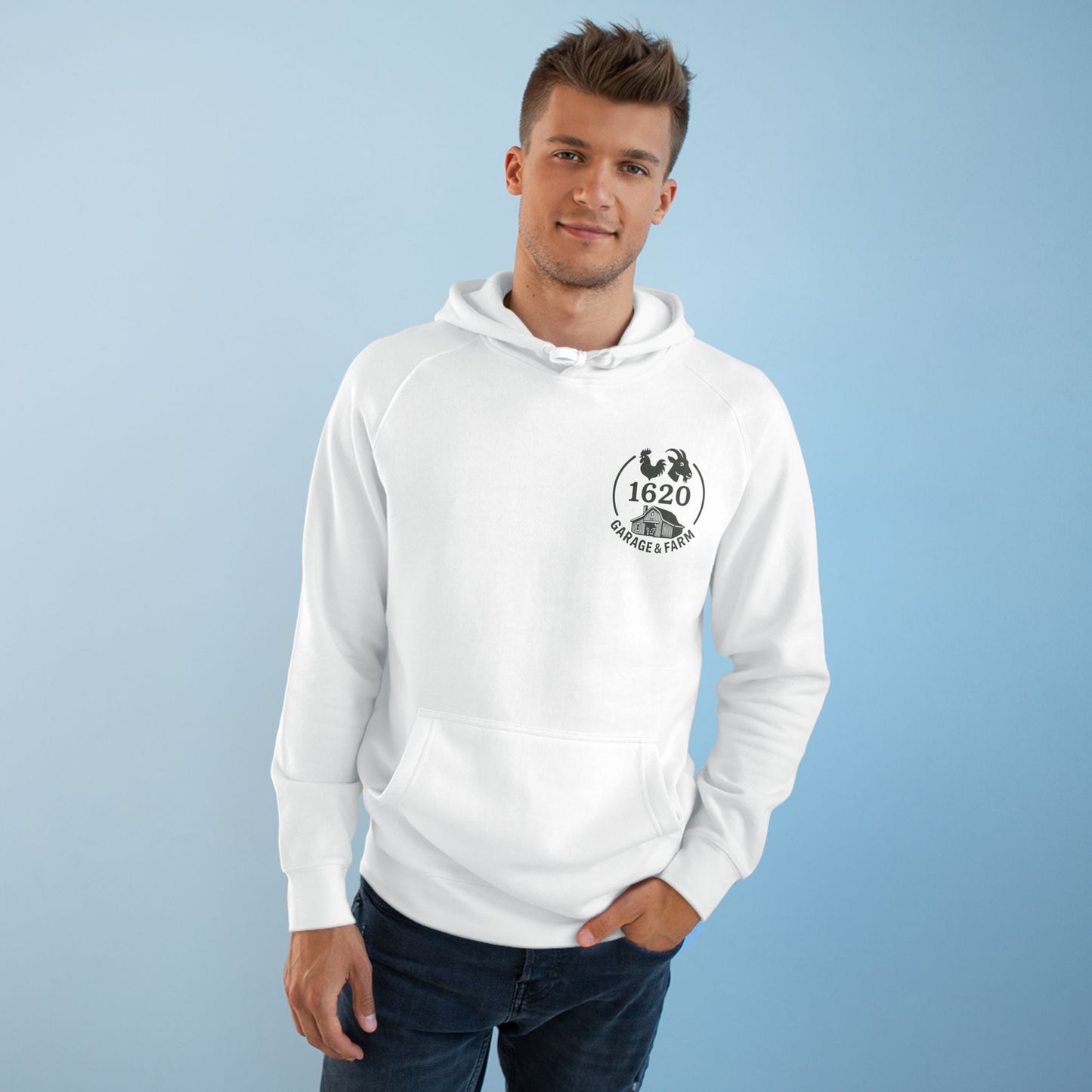 1620 Garage & Farm Hoodie — Vintage Mechanic Logo Pullover