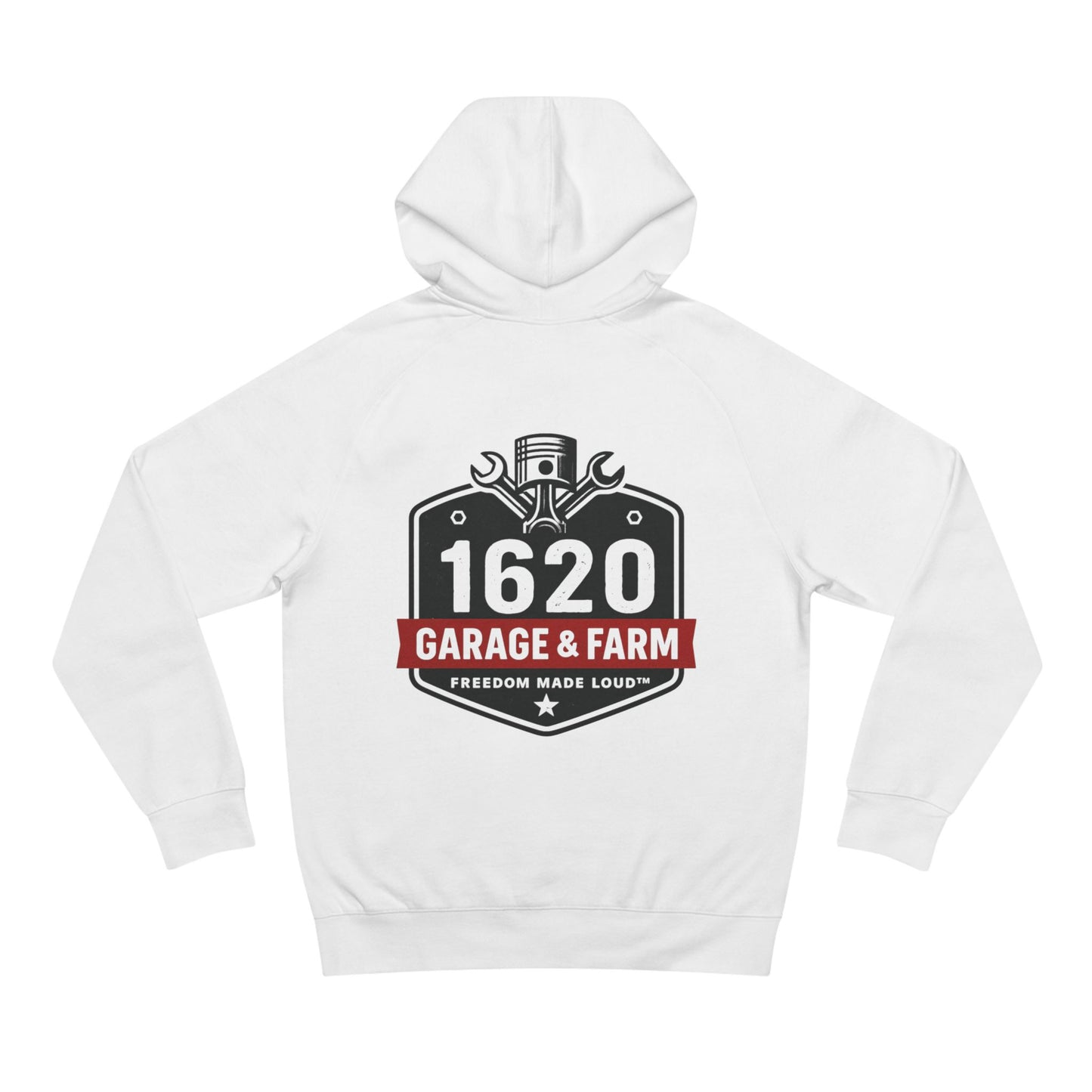1620 Garage & Farm Hoodie — Vintage Mechanic Logo Pullover